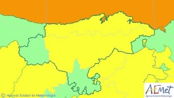 Mapa de avisos este jueves en Cantabria Mapa de avisos este jueves en Cantabria