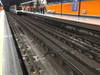 Tramo de vía apuntalado