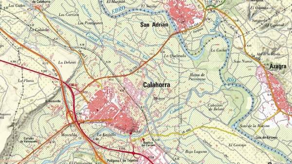 Mapa LR-134 entre Calahorra y Navarra donde se va a actuar Mapa LR-134 entre Calahorra y Navarra donde se va a actuar