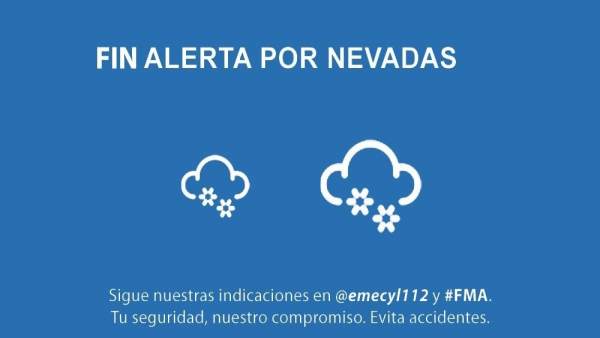 Cuadro informativo del fin de la alerta por nevadas en CyL Cuadro informativo del fin de la alerta por nevadas en CyL