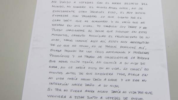Carta enviada al juzgado por 'El Terre'. Carta enviada al juzgado por 'El Terre'.