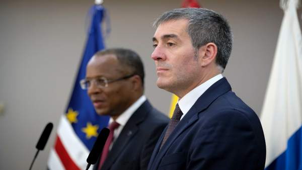 Clavijo durante la rueda de prensa junto al primer ministro de Cabo Verde Clavijo durante la rueda de prensa junto al primer ministro de Cabo Verde