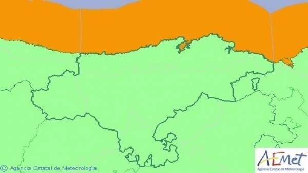 Mapa de avisos para este miércoles en Cantabria Mapa de avisos para este miércoles en Cantabria