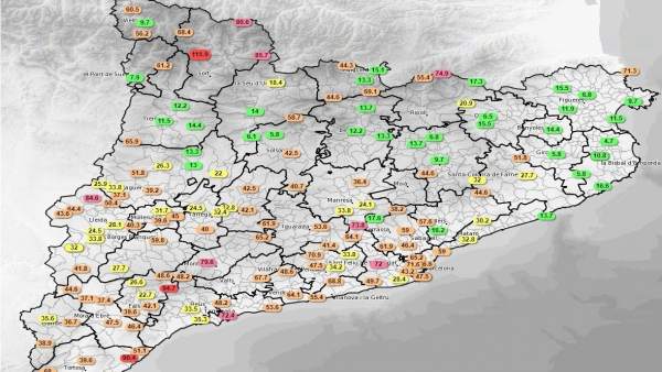 Mapa de rachas de viento en Catalunya Mapa de rachas de viento en Catalunya