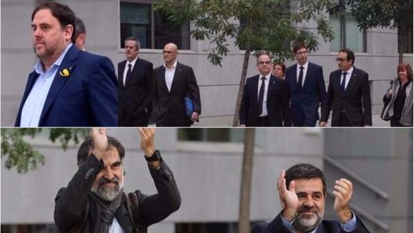 Oriol Junqueras, los exconsejeros y los Jordis. Oriol Junqueras, los exconsejeros y los Jordis.