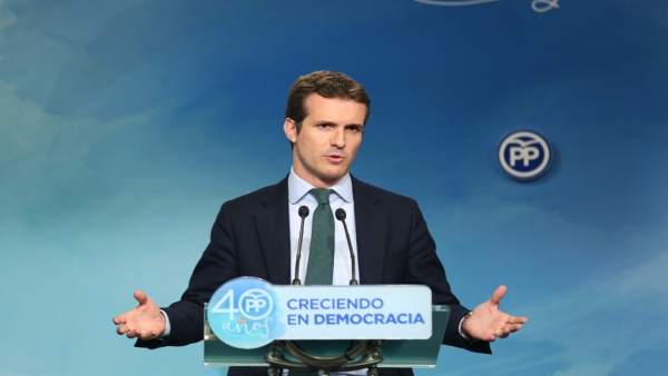 Rueda de prensa de Pablo Casado en la sede del PP Rueda de prensa de Pablo Casado en la sede del PP