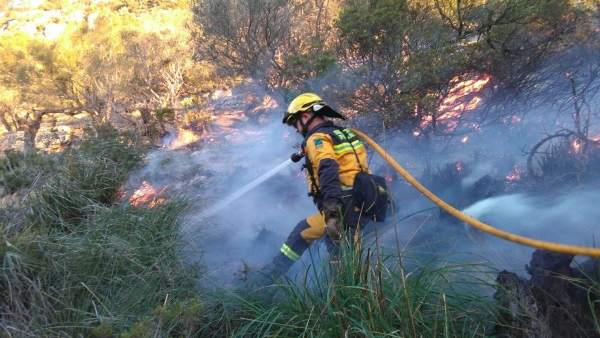 Un agente del Ibanat trabaja en un incendio en Pollença Un agente del Ibanat trabaja en un incendio en Pollença