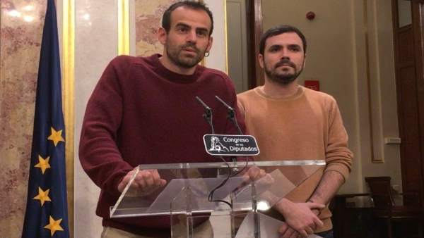 El diputado de IU Miguel Ángel Bustamante y el líder de IU, Alberto Garzón El diputado de IU Miguel Ángel Bustamante y el líder de IU, Alberto Garzón