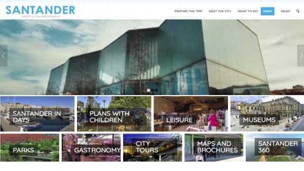 Captura de la web de turismo de Santander Captura de la web de turismo de Santander