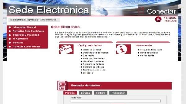 Imagen de la sede electrónica del Ayuntamiento de Logroño Imagen de la sede electrónica del Ayuntamiento de Logroño