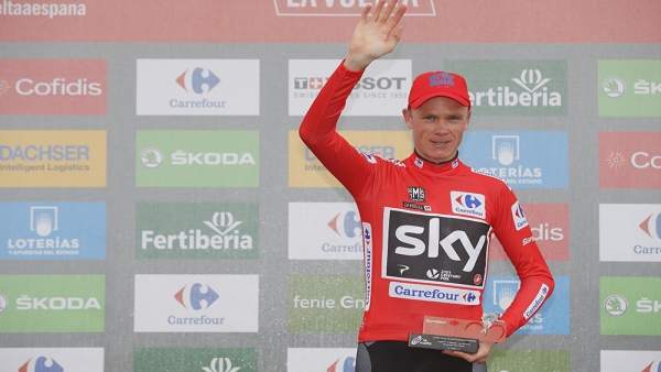 Chris Froome con el maillot de líder de La Vuelta Chris Froome con el maillot de líder de La Vuelta