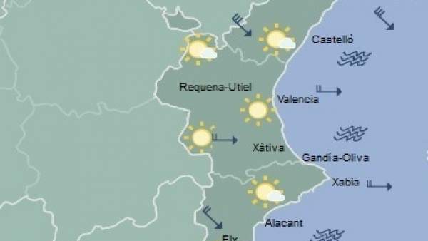 Predicción meteorológica para este domingo en la Comunitat Valenciana Predicción meteorológica para este domingo en la Comunitat Valenciana