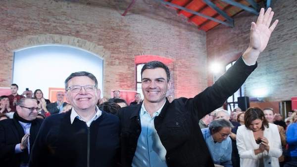 Ximo Puig y Pedro Sánchez en el acto celebrado este domingo en València Ximo Puig y Pedro Sánchez en el acto celebrado este domingo en València