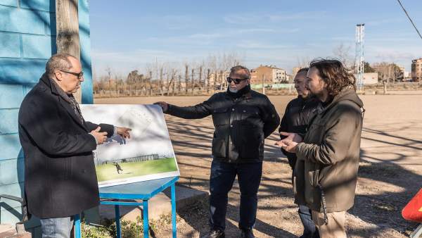 Híjar en el inicio de las obras del campo de fútbol de Casetas Híjar en el inicio de las obras del campo de fútbol de Casetas