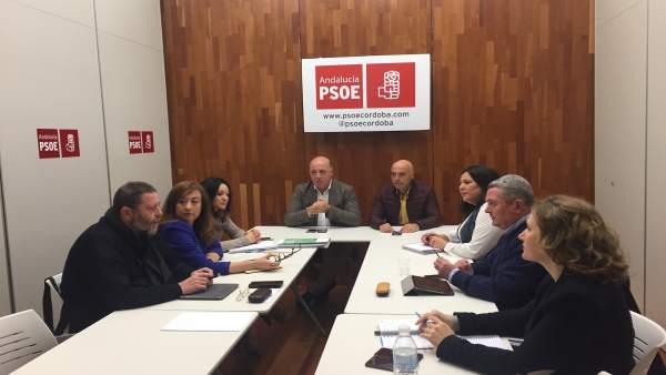 Ruiz y Hurtado, al fondo, durante la reunión del Grupo Parlamentario Socialista Ruiz y Hurtado, al fondo, durante la reunión del Grupo Parlamentario Socialista