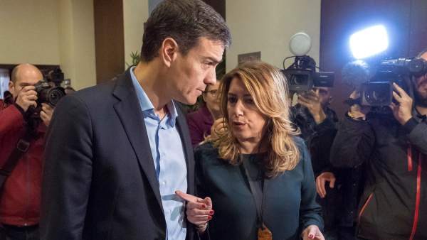 Pedro Sánchez, secretario general del PSOE, y Susana Díaz, presidenta de la Junta de Andalucía. Pedro Sánchez, secretario general del PSOE, y Susana Díaz, presidenta de la Junta de Andalucía.