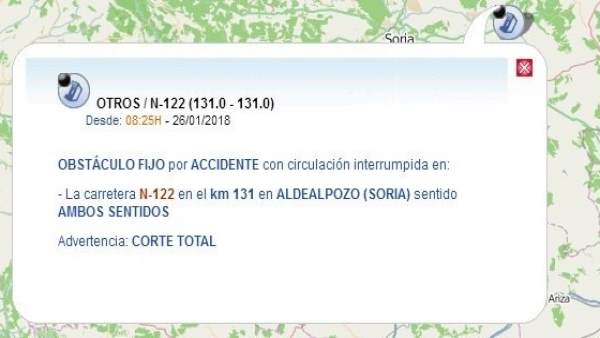 Cuadro descriptivo del corte en la N-122 Cuadro descriptivo del corte en la N-122
