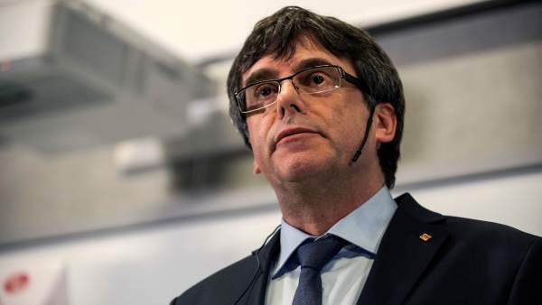 El expresidente de la Generalitat de Cataluña, Carles Puigdemont, durante su discurso en la Universidad de Copenhague. El expresidente de la Generalitat de Cataluña, Carles Puigdemont, durante su discurso en la Universidad de Copenhague.