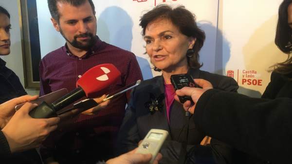 Burgos.- Luis Tudanca y Carmen Calvo atienden a los medios Burgos.- Luis Tudanca y Carmen Calvo atienden a los medios