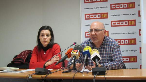 Sonia Bergasa y Juan Carlos Cantín, de CCOO Aragón Sonia Bergasa y Juan Carlos Cantín, de CCOO Aragón