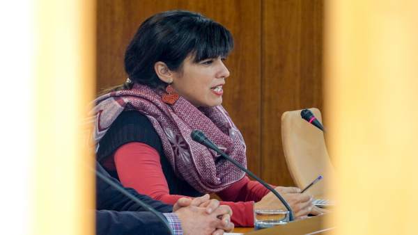 La líder de Podemos Andalucía, Teresa Rodríguez, en rueda de prensa La líder de Podemos Andalucía, Teresa Rodríguez, en rueda de prensa