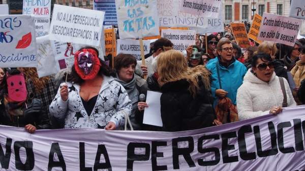 Una manifestación de prostitutas en Madrid Una manifestación de prostitutas en Madrid