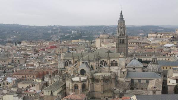 Toledo, Vista Aérea, Panorámica, Edificios, Catedral, Ciudad Toledo, Vista Aérea, Panorámica, Edificios, Catedral, Ciudad