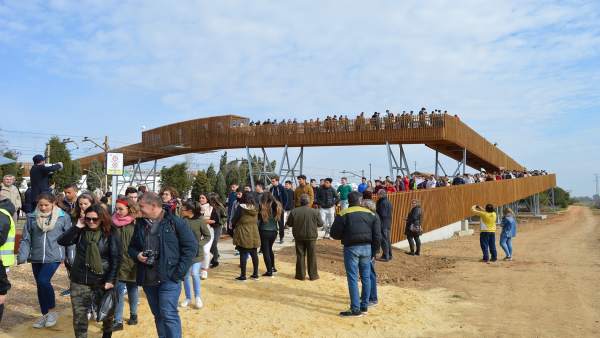 Nueva pasarela peatonal que une San Juan del Puerto con el área de marismas. Nueva pasarela peatonal que une San Juan del Puerto con el área de marismas.