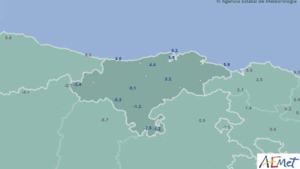 Temperaturas mínimas en Cantabria. 3 de febrero. Temperaturas mínimas en Cantabria. 3 de febrero.