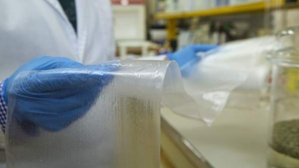 Material plástico adhesivo con propiedades antimicrobianas Material plástico adhesivo con propiedades antimicrobianas