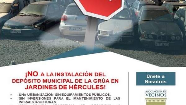 Cartel en contra de la reubicación del depósito de la grúa. Cartel en contra de la reubicación del depósito de la grúa.