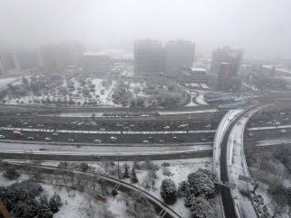 Nieve en la M-30