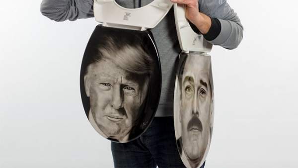 Inodoros con el retrato de Trump y Maduro Inodoros con el retrato de Trump y Maduro
