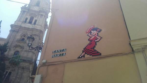 Gitana. Artista Invader. Málaga. Palacio Episcopal Gitana. Artista Invader. Málaga. Palacio Episcopal