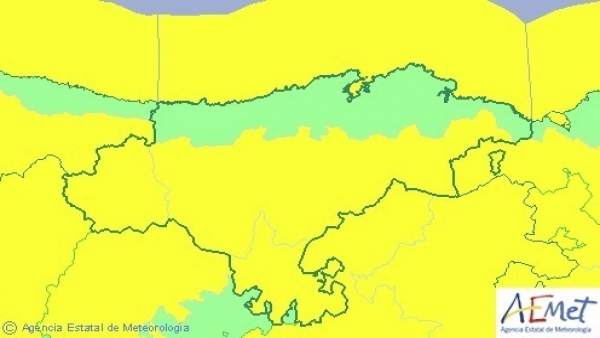 Mapa de avisos para este sábado Mapa de avisos para este sábado