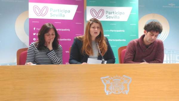Los tres concejales de Participa Sevilla, Susana Serrano, Honorato y Moreno Los tres concejales de Participa Sevilla, Susana Serrano, Honorato y Moreno