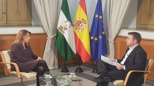Susana Díaz, durante la entrevista Susana Díaz, durante la entrevista