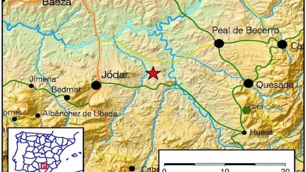 Localización del terremoto con epicentro en Jódar (Jaén) Localización del terremoto con epicentro en Jódar (Jaén)