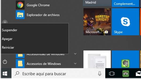 Opciones de apagado en el PC Opciones de apagado en el PC