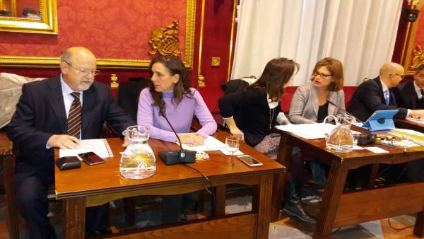 La concejal no adscrita, Pilar Rivas, junto Luis de Haro La concejal no adscrita, Pilar Rivas, junto Luis de Haro