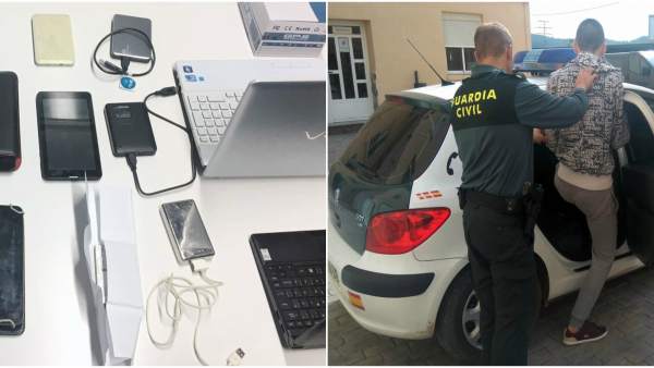 Imagen de los utensilios recuperados y del detenido Imagen de los utensilios recuperados y del detenido