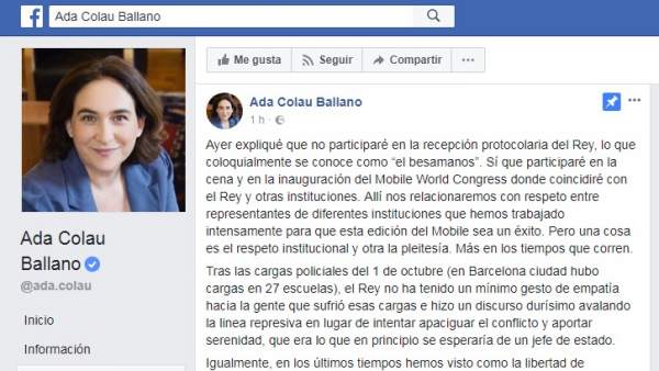 Mensaje de Ada Colau Mensaje de Ada Colau