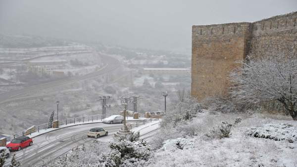 Nieve en Morella en imagen de archivo Nieve en Morella en imagen de archivo