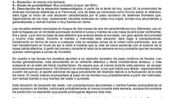 Cuadro explicativo del protocolo de alerta por nieve Cuadro explicativo del protocolo de alerta por nieve