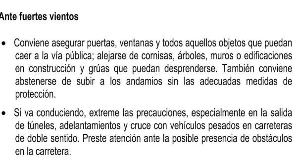 Cuadro descriptivo de la alerta en carreteras del Estado Cuadro descriptivo de la alerta en carreteras del Estado