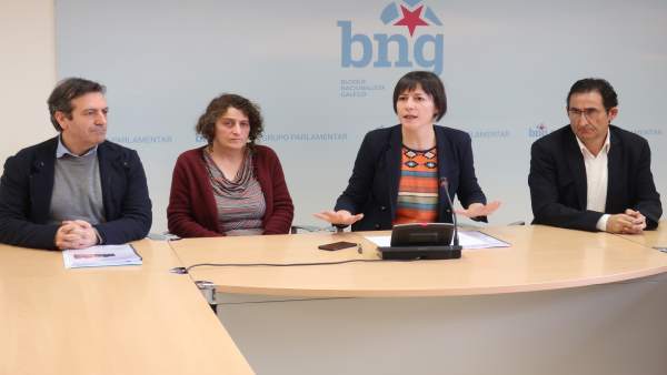 Ana Pontón (BNG) , Sanmartín, Bará y Leira en rueda de prensa Ana Pontón (BNG) , Sanmartín, Bará y Leira en rueda de prensa