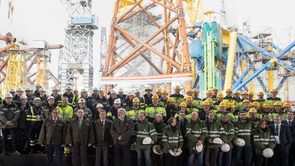 Navantia e Iberdrola escenifican en Fene la entrega de los primeros jackets Navantia e Iberdrola escenifican en Fene la entrega de los primeros jackets