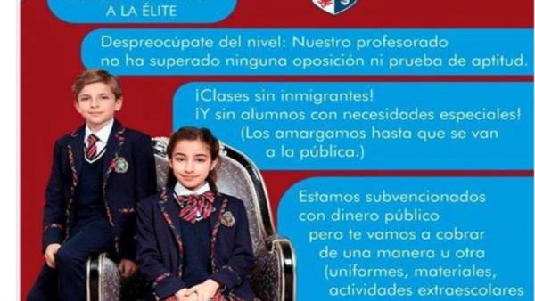 Cartel difundido en redes sociales contra la concertada. Cartel difundido en redes sociales contra la concertada.