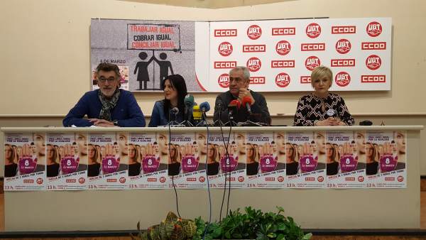 Rueda de prensa de UGT y CCOO de Navarra. Rueda de prensa de UGT y CCOO de Navarra.