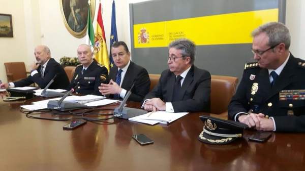 Delegado del Gobierno en Andalucía, Antonio Sanz, en rueda de prensa en Sevilla Delegado del Gobierno en Andalucía, Antonio Sanz, en rueda de prensa en Sevilla